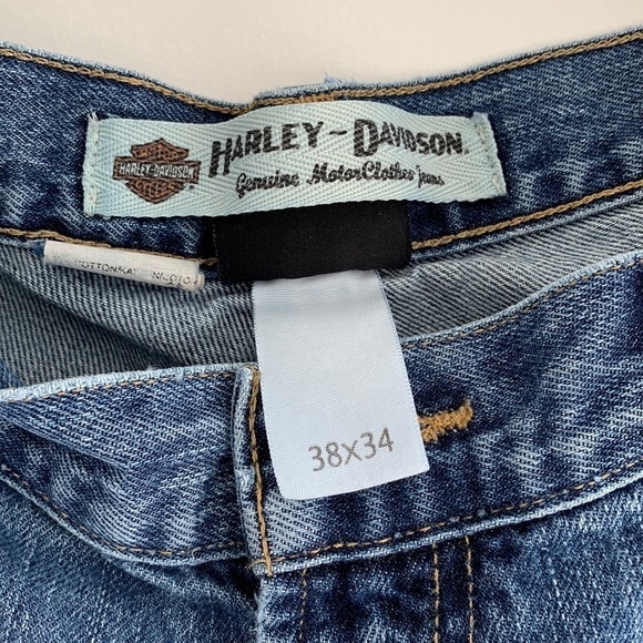 Harley Davidson Men's Jeans 38x34 Blue Medium Wash Biker Denim* - Picture 3 of 12